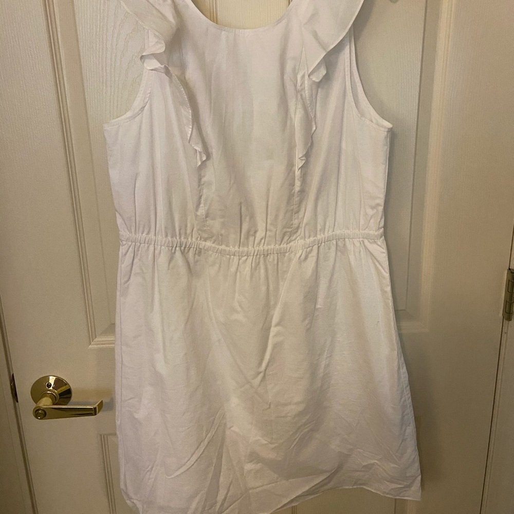 White j.crew dress with ruffles